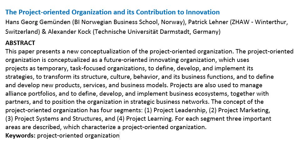 euramPO's tweet photo. @HGemuenden @LehnLehner @ExerKock The Project-oriented Organization and its Contribution to Innovation #EURAM2017 @euramPO @EURAM_BXL https://t.co/2K9RJx7Eht