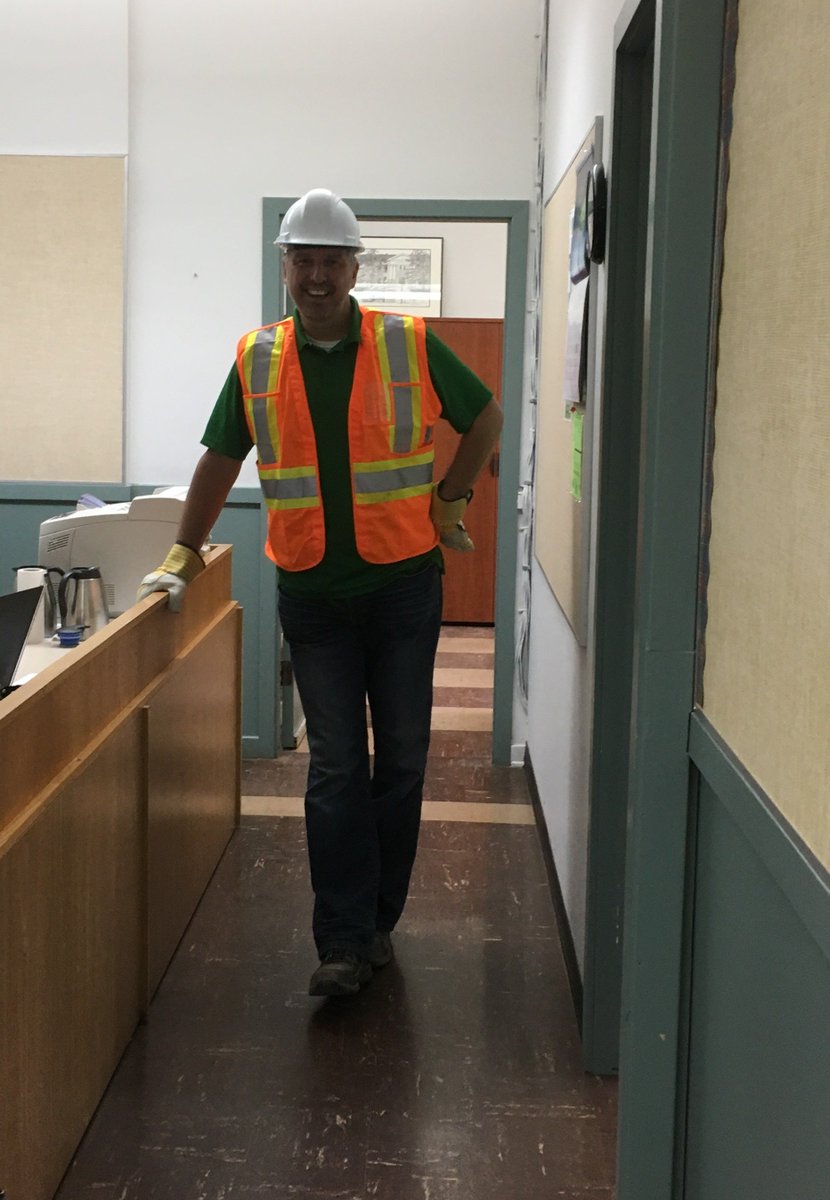 MedHatHigh's tweet photo. Our hands-on principal Boris Grisonich...leading the charge to get our shiny, new modernized school ready for the fall! #MHHSModernization https://t.co/G8Zqmy47C8