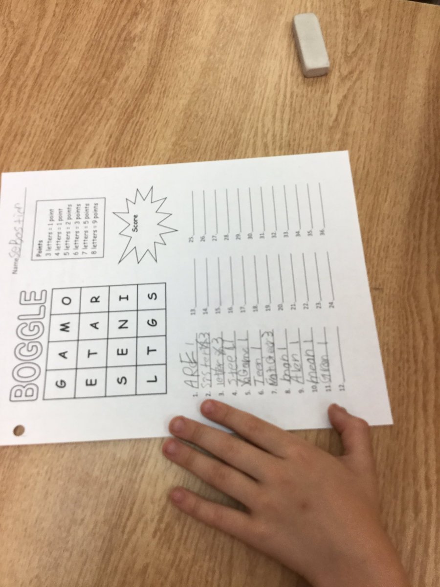Students playing Boggle during word work today! #funwithwords