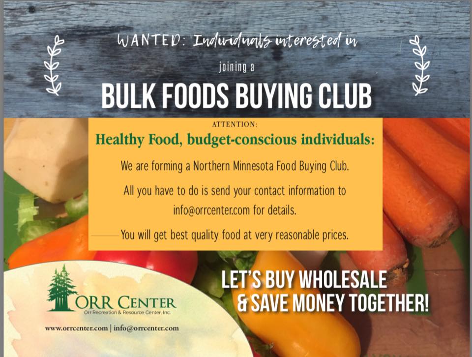 SmallTownMN's tweet photo. The Orr Center in #OrrMN is building a list of folks interested in a local bulk foods buying club. Email info@orrcenter.com. https://t.co/6zTx99Y3wN