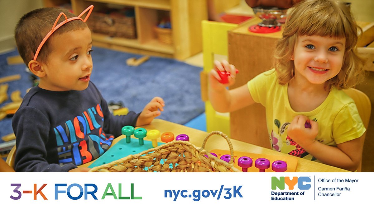If your child was born in 2014 and you live in NYC, apply for 3-K for All in Districts 7 and 23 by Friday, July 14: nyc.gov/3k