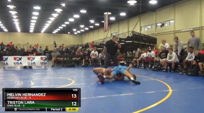 IAwrestle's tweet photo. WOW...Lara is down by 1 with :12 left and get a FOURRRRR!

Lara gets Iowa on the board.

Nebraska 10
Iowa 3 https://t.co/WNewS6Crv9