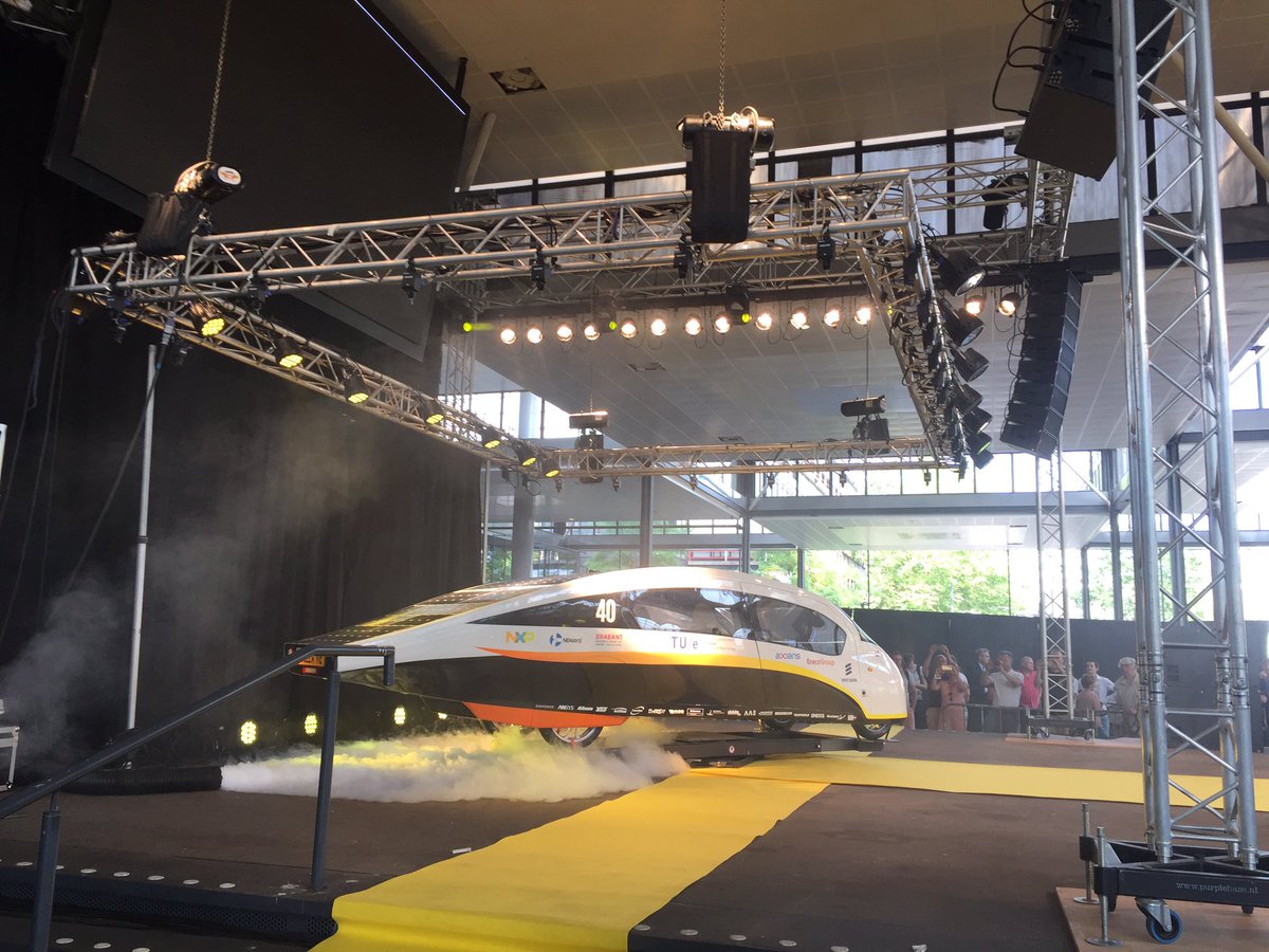 Good luck <a href="/wsolarchallenge/">World SolarChallenge</a>. The 3rd gen. <a href="/SolarEHV/">Solar Team Eindhoven</a> Solar Family Car, stuffed with new features, looks awesome! #TUeindhoven #Brainport