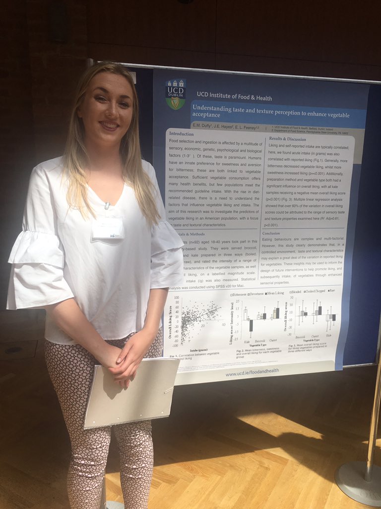 EmmaLFeeney's tweet photo. Well done to Eimear Duffy - #ucdagfood presenting her research on vegetable taste, texture &amp; acceptance at #nutsoc #nsirish17 #Belfast #QUB https://t.co/Z2KE4JjxHv