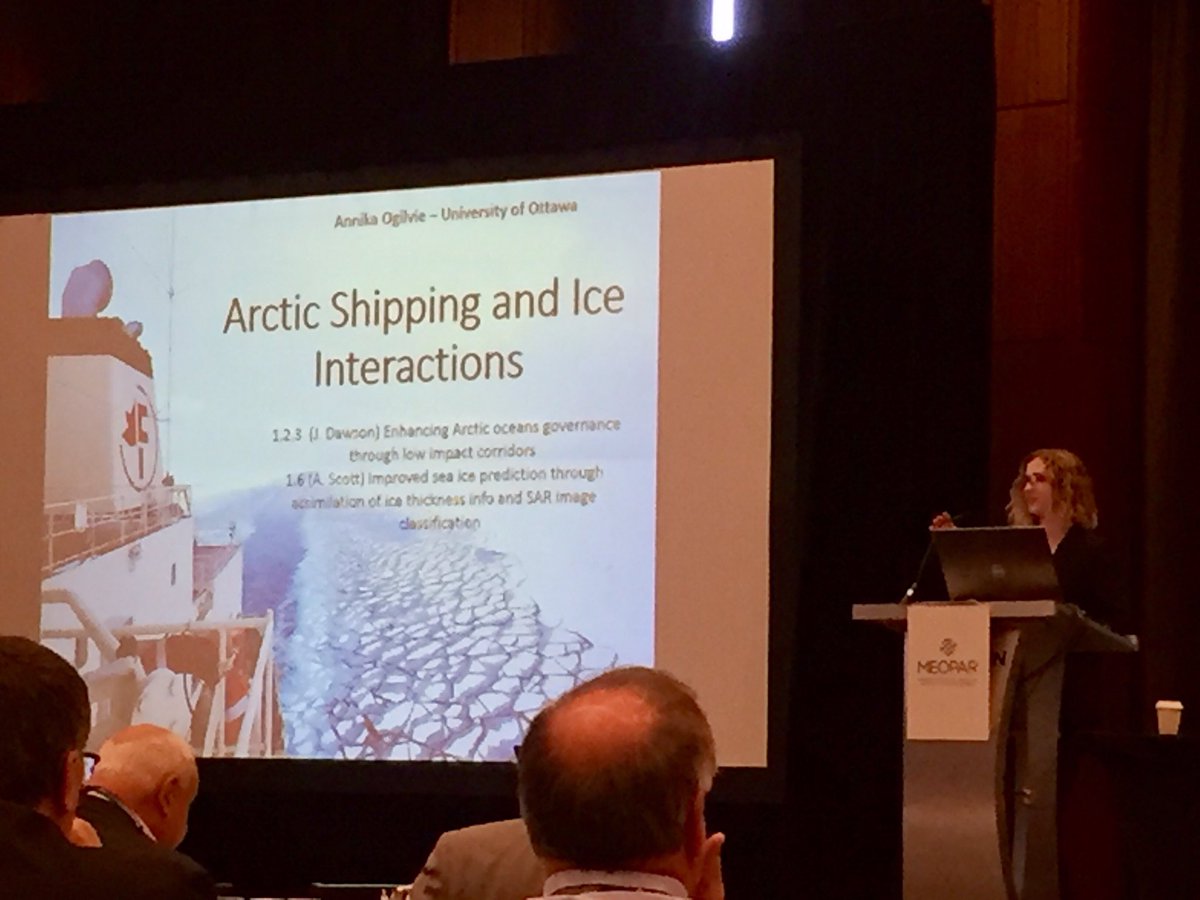 espg_uottawa's tweet photo. ESPG member @annika_ogilvie presenting on ship #besetment in the Hudson Strait on the #Arctic #Shipping panel at the @MEOPAR_NCE ASM https://t.co/ECsbB1D70K