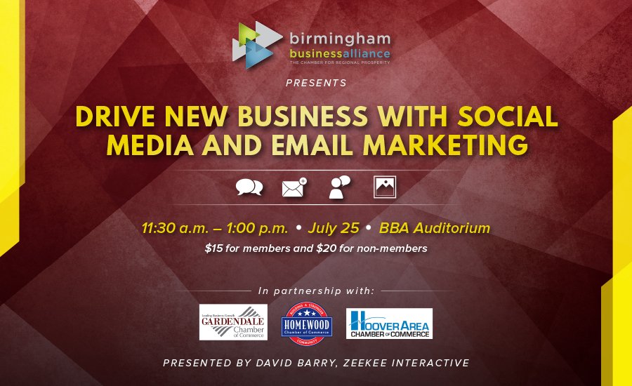 Join the BBA and members of local chambers to hear David Barry of <a href="/ZeekeeInc/">Zeekee</a> discuss social media &amp; email marketing! bit.ly/2rWv19X