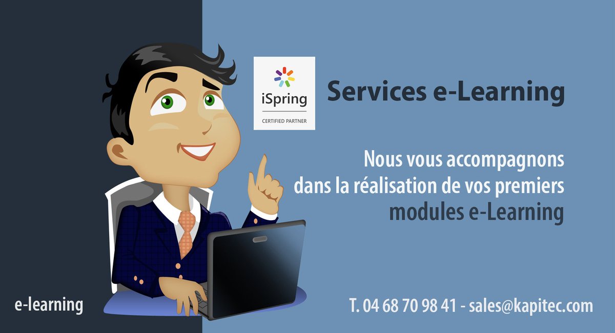 ispring_fr's tweet photo. Partenaire certifié #iSpring formation à iSpring Suite et au #LMS #iSpringLearn réalisation de modules #eLearning
https://t.co/oUbBURYK74 https://t.co/nwp1NsrRrd