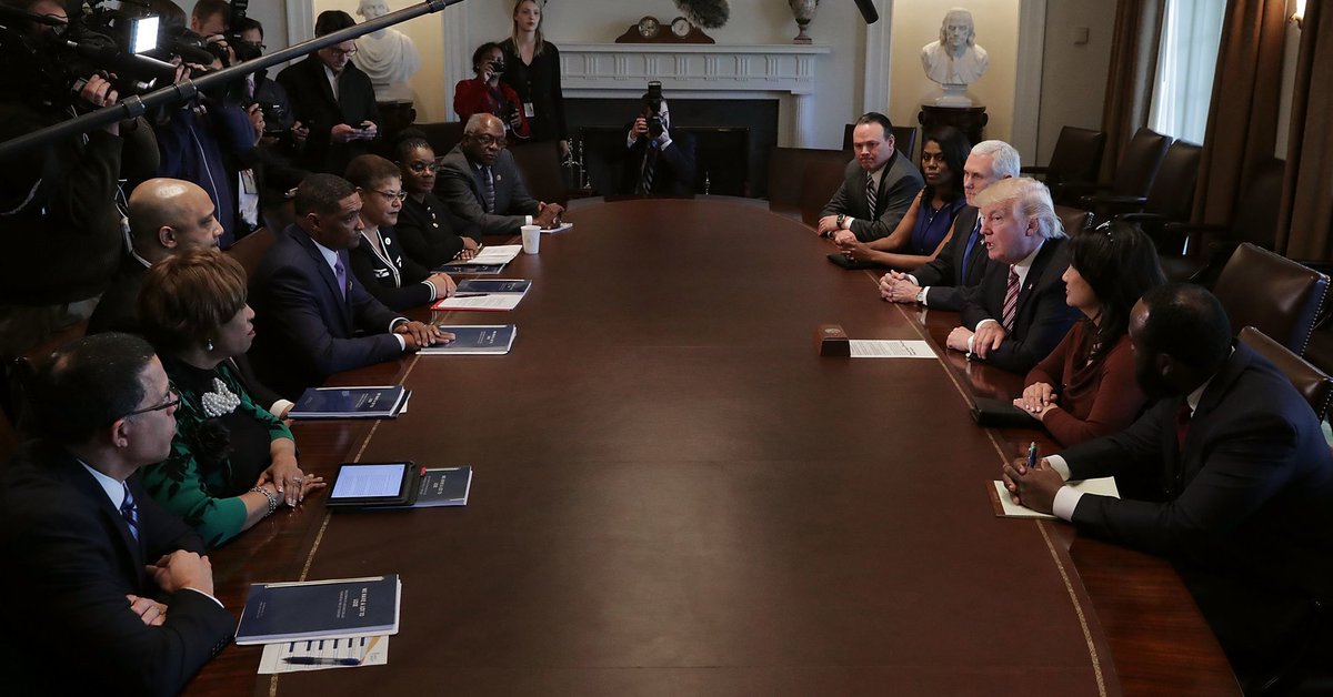 HuffPost's tweet photo. Black Caucus declines meeting with Trump, says his actions speak louder than words https://t.co/t4K78KBnvU https://t.co/dpUJtdT7gE