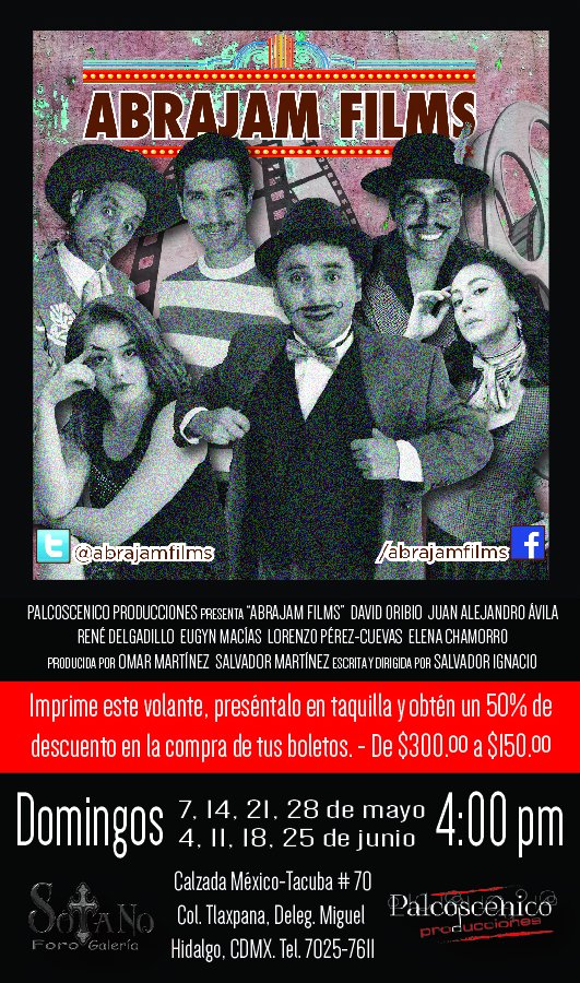 abrajamfilms's tweet photo. ¡Última función!
Ríe con abrajam y su palomilla. Paga sólo $150 con este volante.
@abrajamfilms domingo 25 de junio 4:00 pm en @Sotano_Foro https://t.co/CLXsXbFcsP