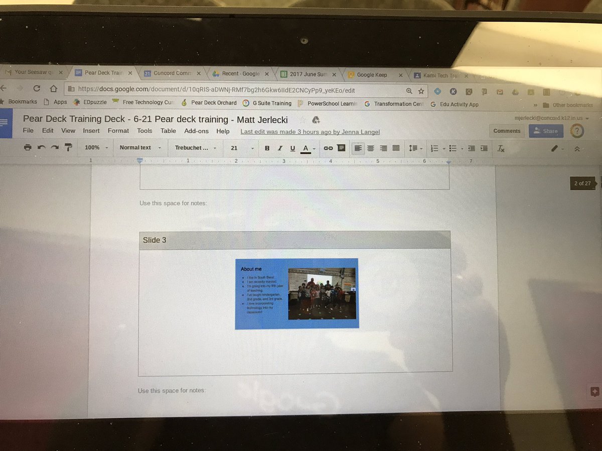 JerleckiTechLab's tweet photo. Amazing #studentresponses sent out from @PearDeck using #GoogleClassroom @Concord_Schools #concordpride https://t.co/hH4vBpqSs7