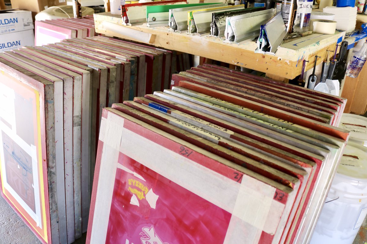csimpressions's tweet photo. What does it take to screen print? A lot more than this, but squeegees and screens make for a cool photo😜 https://t.co/FPZZOOK4IB