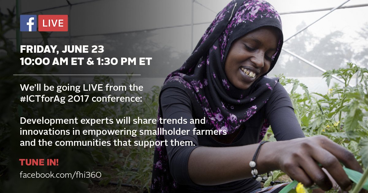 This Friday, we’re going LIVE on Facebook from the #ICTforAg conference in D.C. Tune in at 10:00am and 1:30pm ET! bit.ly/2tnOq4N