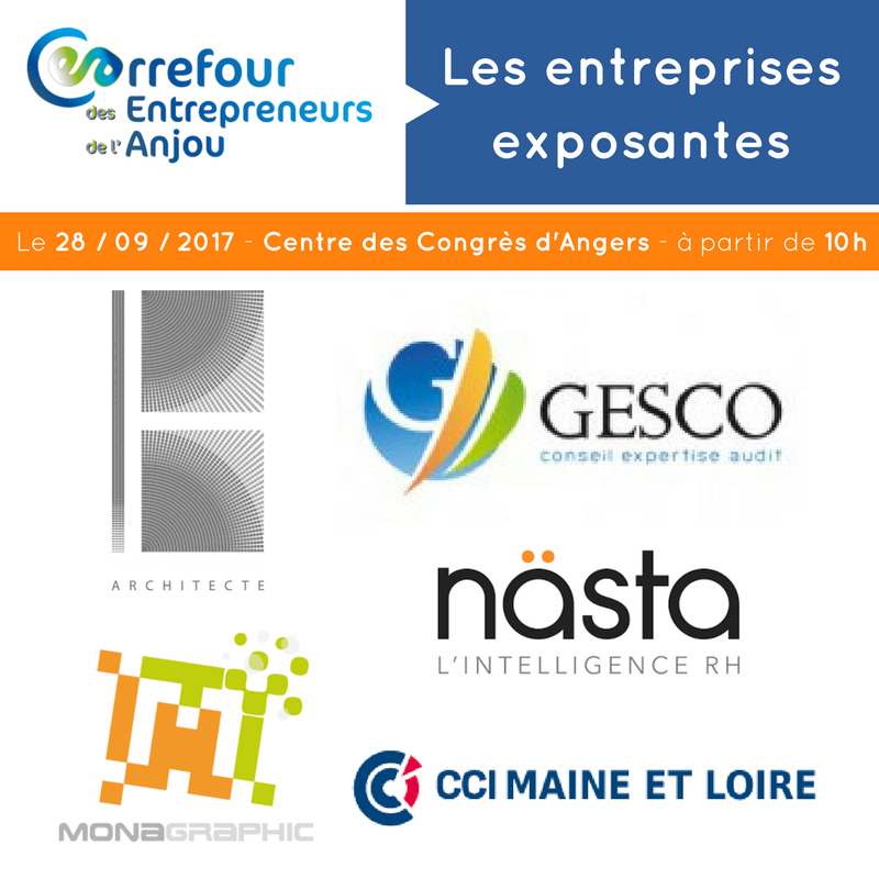 5 autres exposants: L'architecte Jean Bellanger, le cabinet Gesco, l'agence @monagraphic , Nästa l'intelligence RH, et @CCI49 #Angers #CEA49