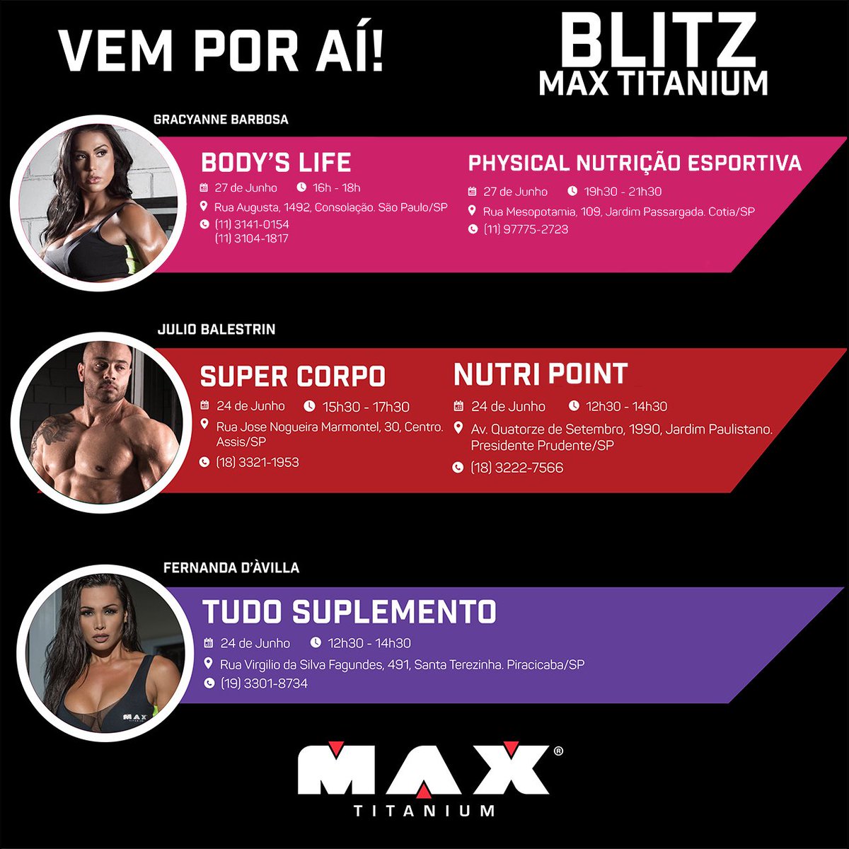 max_titanium's tweet photo. #BlitzMaxTitanium! E aí, preparados para mais Blitz? Esse final de semana terá @graoficial, @davilafernanda e @juliobalestrinoficial 😉 https://t.co/Q6QyMNW9Jr