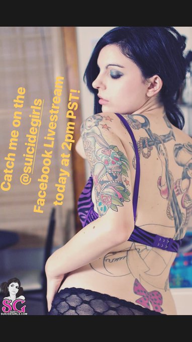 Catch me on the @SuicideGirls Facebook livestream at 2pm PST today! #facebooklive #suicidegirls https://t<a class="tags" href="/tag/suicidegirls">@suicidegirls</a><a href="/tag/suicidegirls"class="tags"><span>#suicidegirls</span></a><a href="/tag/facebooklive"class="tags"><span>#facebooklive</span></a>