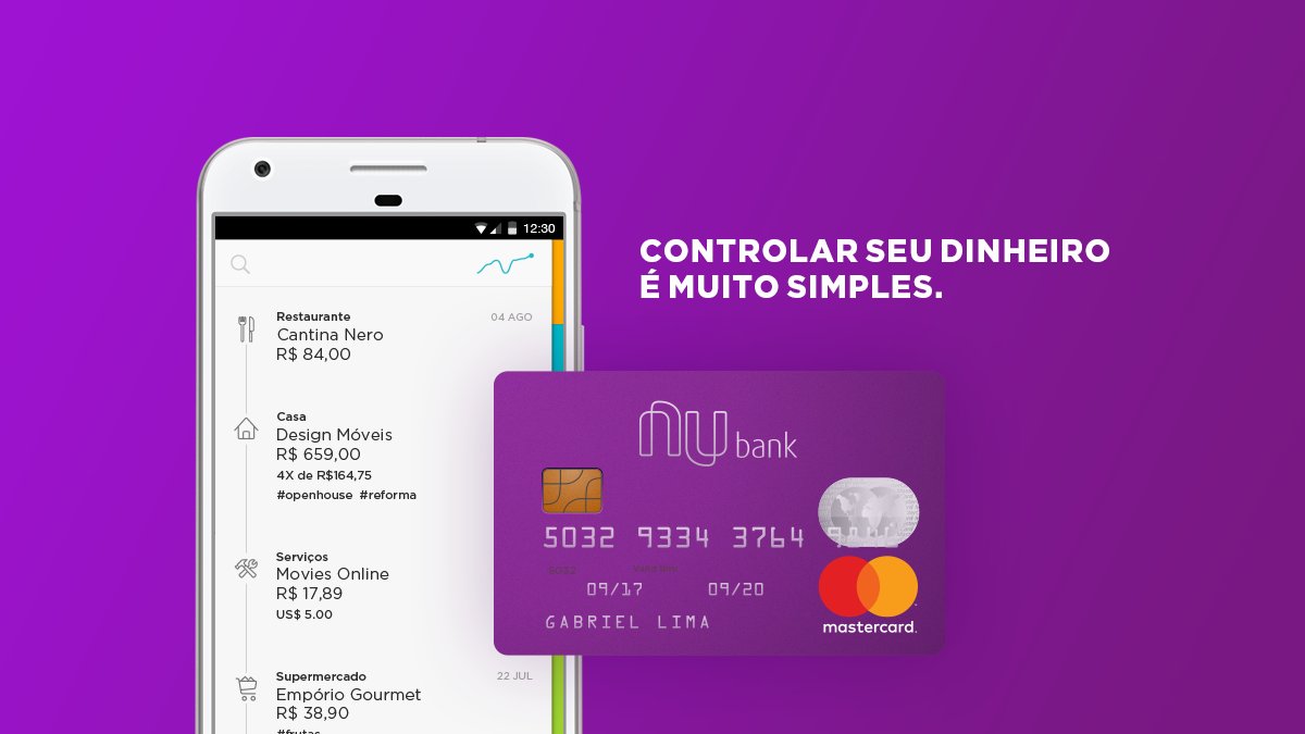 nubank's tweet photo. Um cartão e um aplicativo unidos para simplificar a sua vida. Peça seu cartão: https://t.co/YBCM5s9CQ0 https://t.co/ibIwZP9HgY