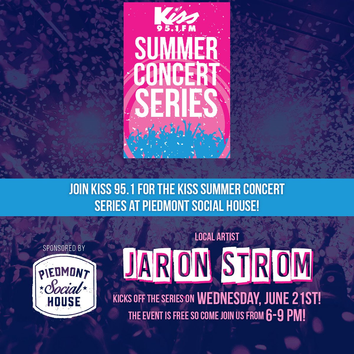 K1047CLT's tweet photo. #Sponsored Join us @piedmontsocial & catch a live performance by #JaronStrom! https://t.co/TkNHWJCFvb #GetSocialPSH #SummerConcertSeries https://t.co/KjoiJQ6CdN