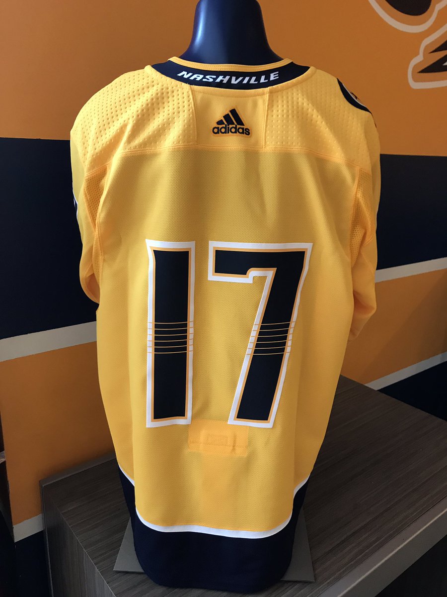 PredsNHL's tweet photo. Come see the #Preds new @adidashockey jersey for yourself at the @PredsProShop! They are now taking pre-orders for home jerseys 😼 https://t.co/y0tH7st9oT