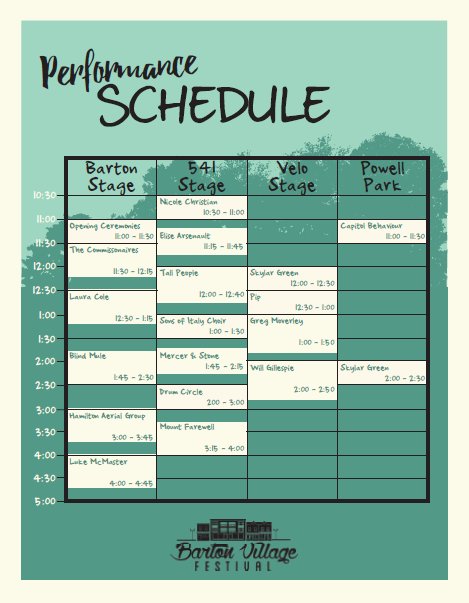 BartonStEvent's tweet image. HEY #HAMONT!!! Get EXCITED because we have our official line up of performances for the festival on Saturday! Check it below! #cantmissthis