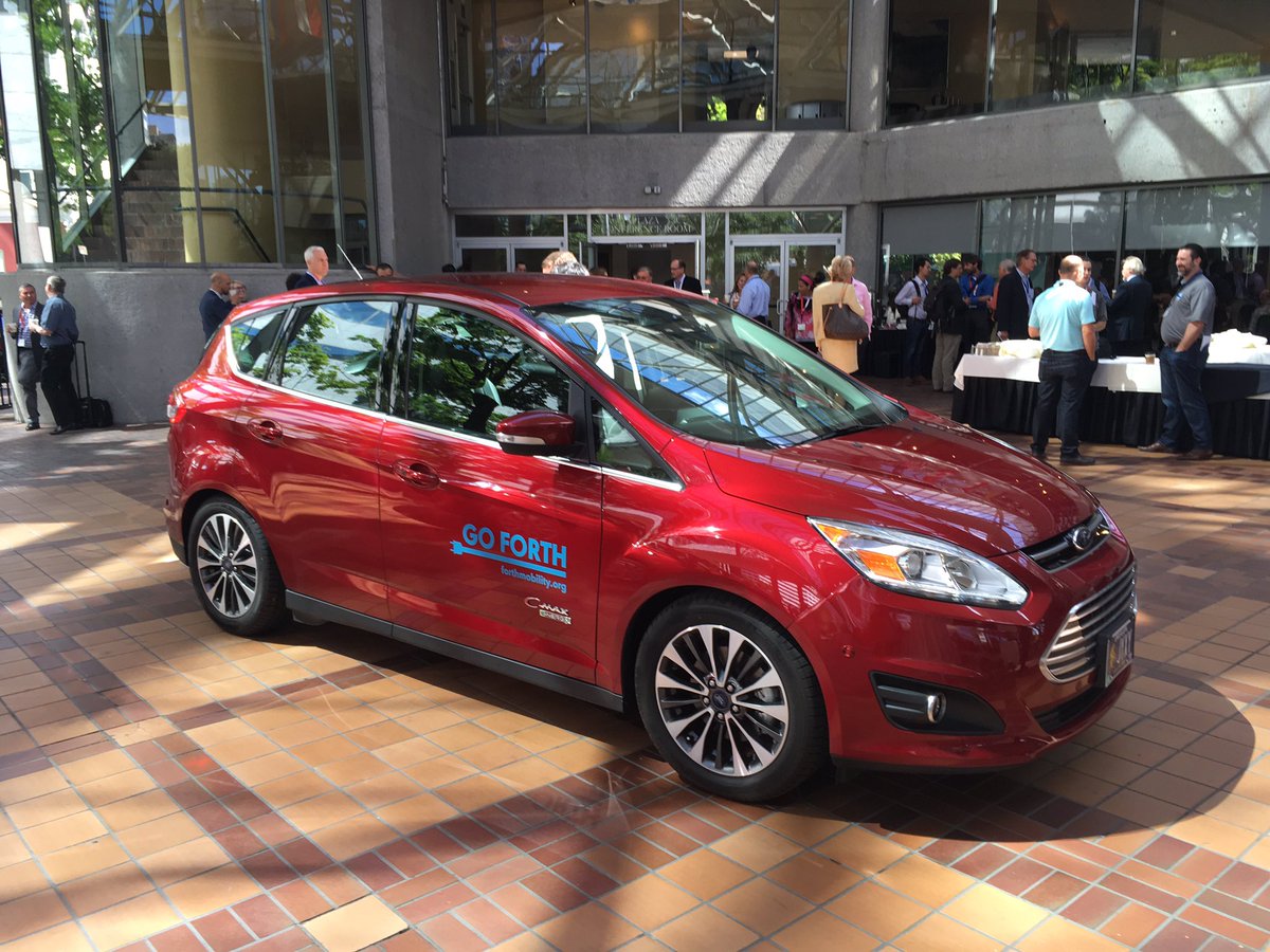 ForthMobility's tweet photo. Two of the cars that are available for test drives at the #GoForth Electric Showcase are on display in the Plaza today at #EVRM10 https://t.co/KRAYPZr791