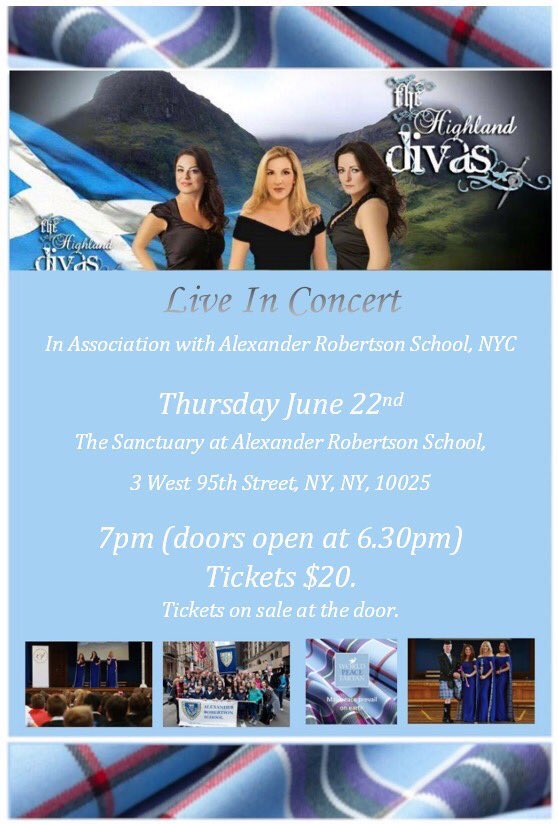 whiskyandtartan's tweet photo. EVENT: Thurs 22 June ~ The @HighlandDivas in concert in #NYC at @ARS225 More info/tickets: https://t.co/3exg84XrXt https://t.co/w3nB6vmXnS