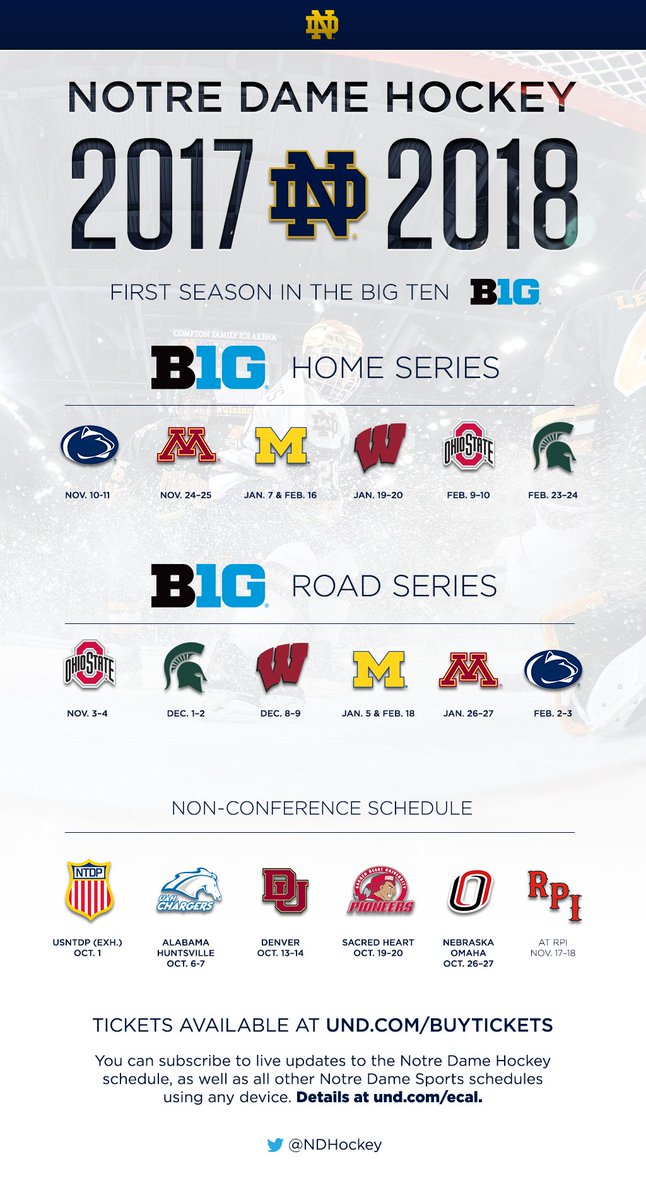 NDHockey's tweet photo. One step closer to the return of hockey season: 

Our 2017-18 schedule has been released 👇
https://t.co/iMZSleFoKU https://t.co/VgM20Ng2NA