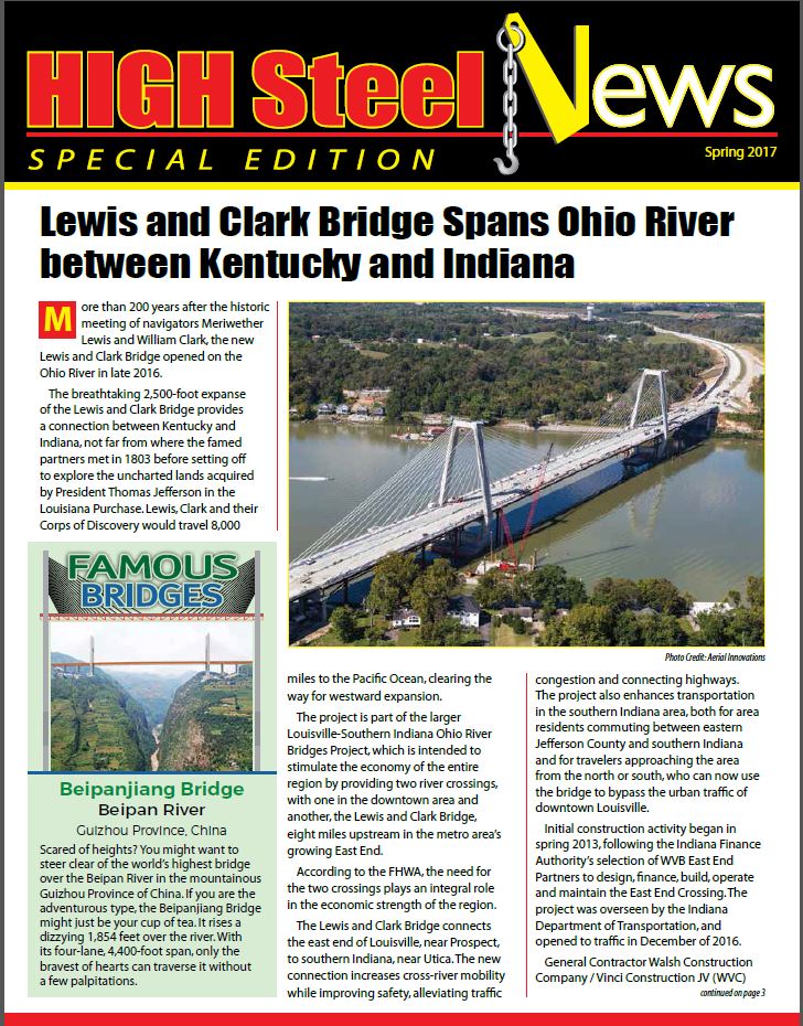 HighSteelStruct's tweet image. Read the latest edition of the High Steel News to learn about our role in the new Lewis and Clark Bridge project. 
bit.ly/2rAbWLx