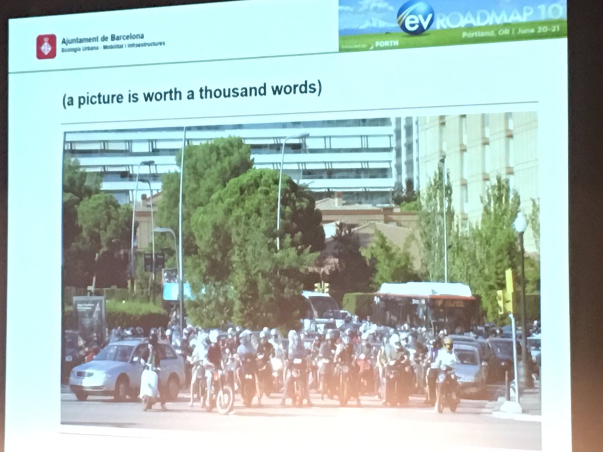 HarmWeken's tweet photo. Angel Lopez presents Barcelona eScooter-sharing programs, at the EV Roadmap in Portland #EVRM10 https://t.co/GTvGKC8gBf