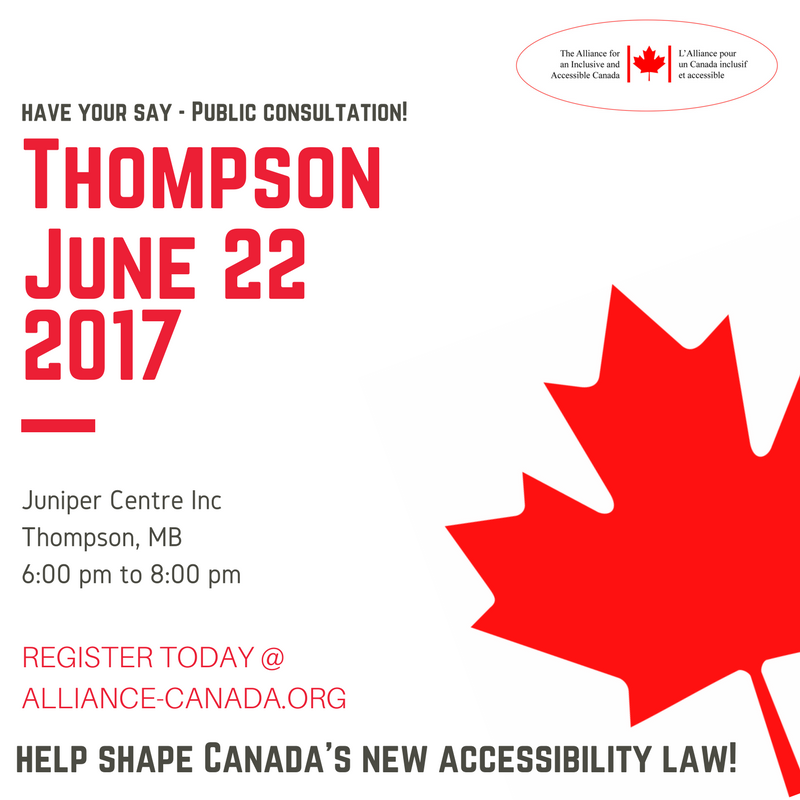 MD_Canada's tweet photo. Join the @THEALLIANCECA when we arrive in #Thompson and help shape Canada’s new accessibility legislation! #TransformAccessibilityTour https://t.co/AZ8U0Quwsk