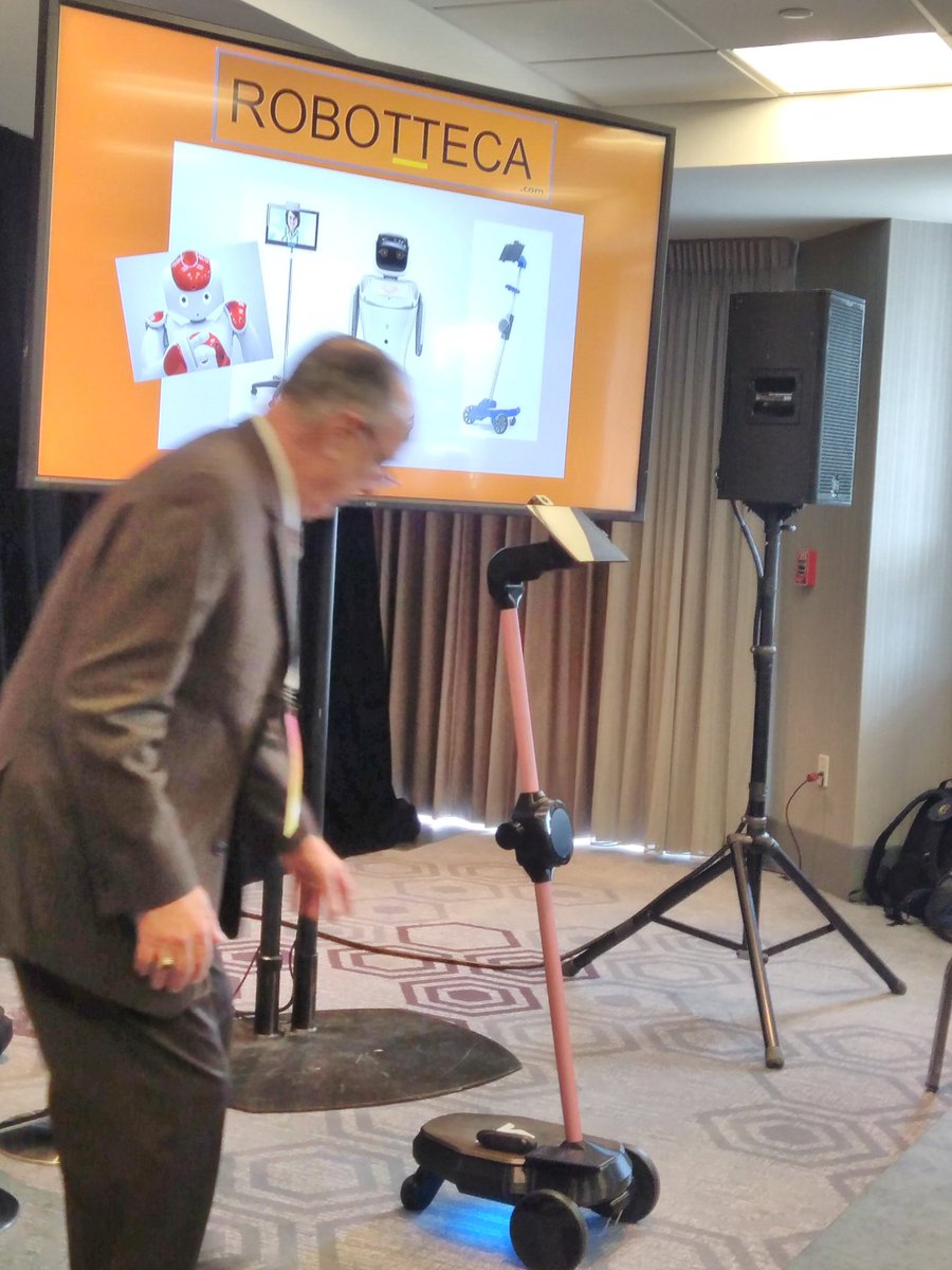 boltyboy's tweet photo. Robotteca robot from @chartacloud is sub $2k and can be driven round the house by remote family members #HXR2017 https://t.co/tAlYWvRNPv