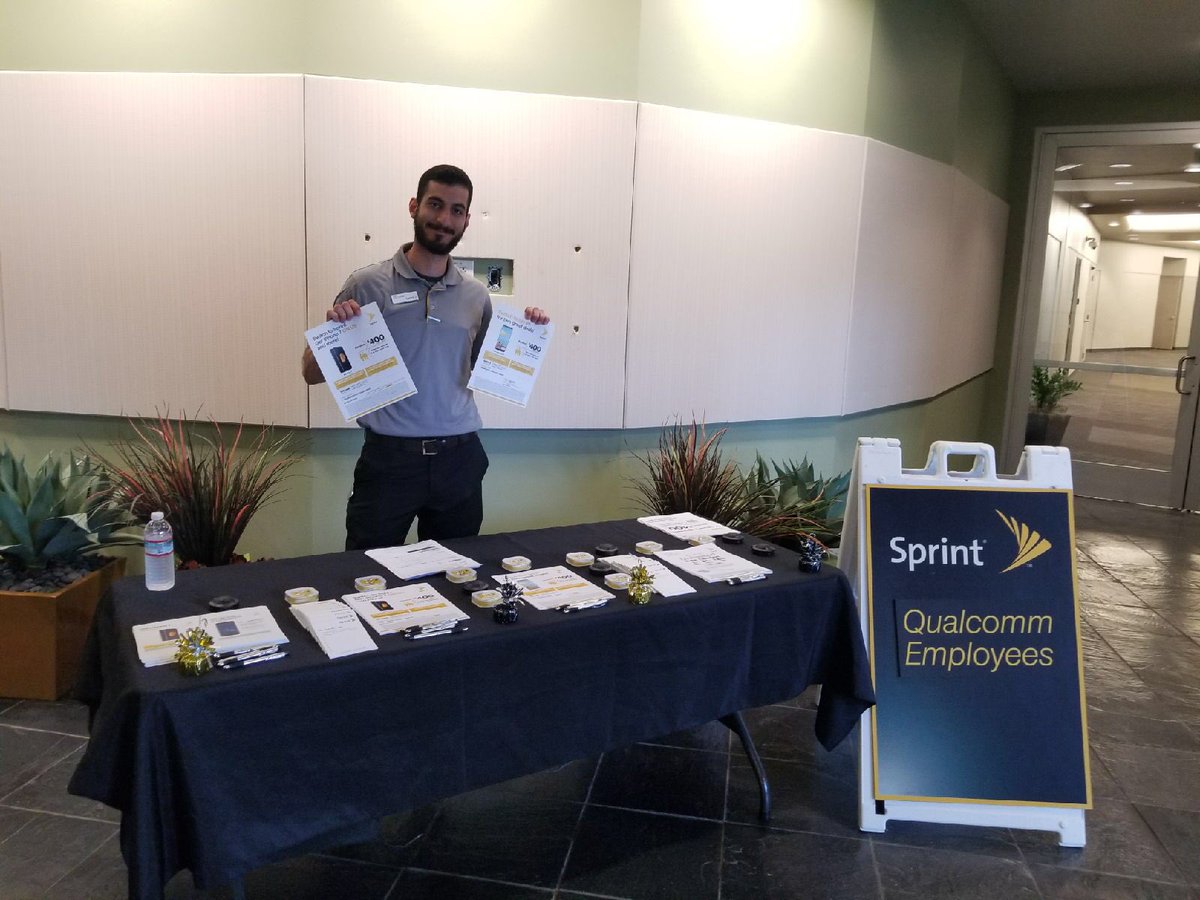 <a href="/Qualcomm/">Qualcomm</a> employees! $400 gift cards by switching to sprint! Not to mention our 5 for $90 unlimited plan! Come see us in #Scripps 8585770630