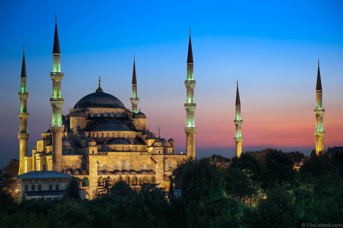 A beautiful blue hour view of the incredible Blue Mosque in Istanbul.