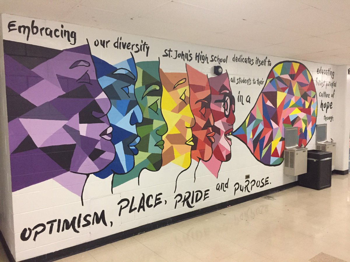 Our new school mural! @WinnipegSD #tigerpride #diversity #optimism #place #pride #purpose