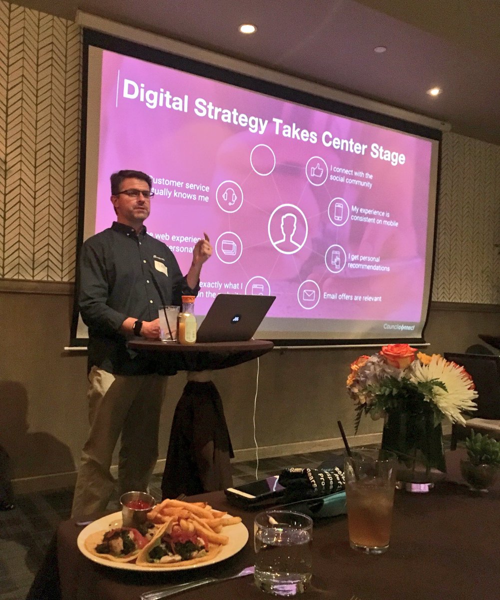 MissSoucie's tweet photo. .@andyfrey talking about how to personalize your digital platform to optimize CX (customer experience) #yesphx #digital @aztechcouncil https://t.co/F83XAO7tA1