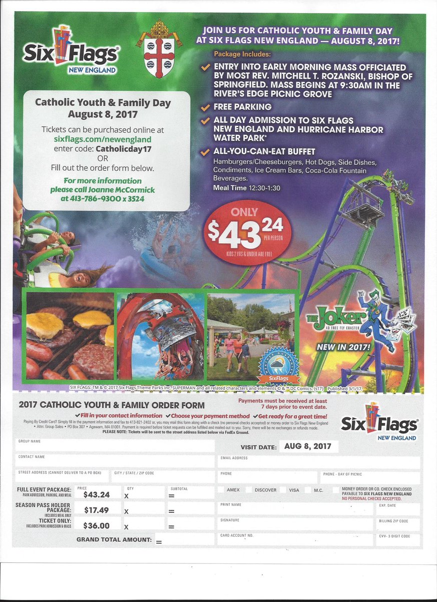 worcesternew's tweet photo. Check out this event in the Diocese of Springfield! Join Catholics from all over New England for Catholic Youth and Family Day at Six Flags! https://t.co/wX3lBVqlLf