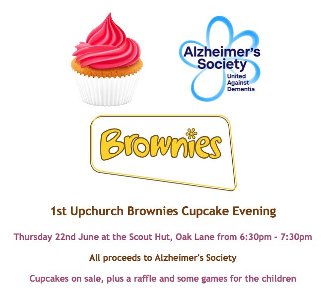 Upchurch Matters (@upchurchmatters) on Twitter photo 1st Upchurch Brownies Cupcake Evening in aid of <a href="/alzheimerssoc/">Alzheimer's Society</a> - TODAY
Everyone welcome 🍥😀🍥 1st Upchurch Brownies Cupcake Evening in aid of <a href="/alzheimerssoc/">Alzheimer's Society</a> - TODAY
Everyone welcome 🍥😀🍥