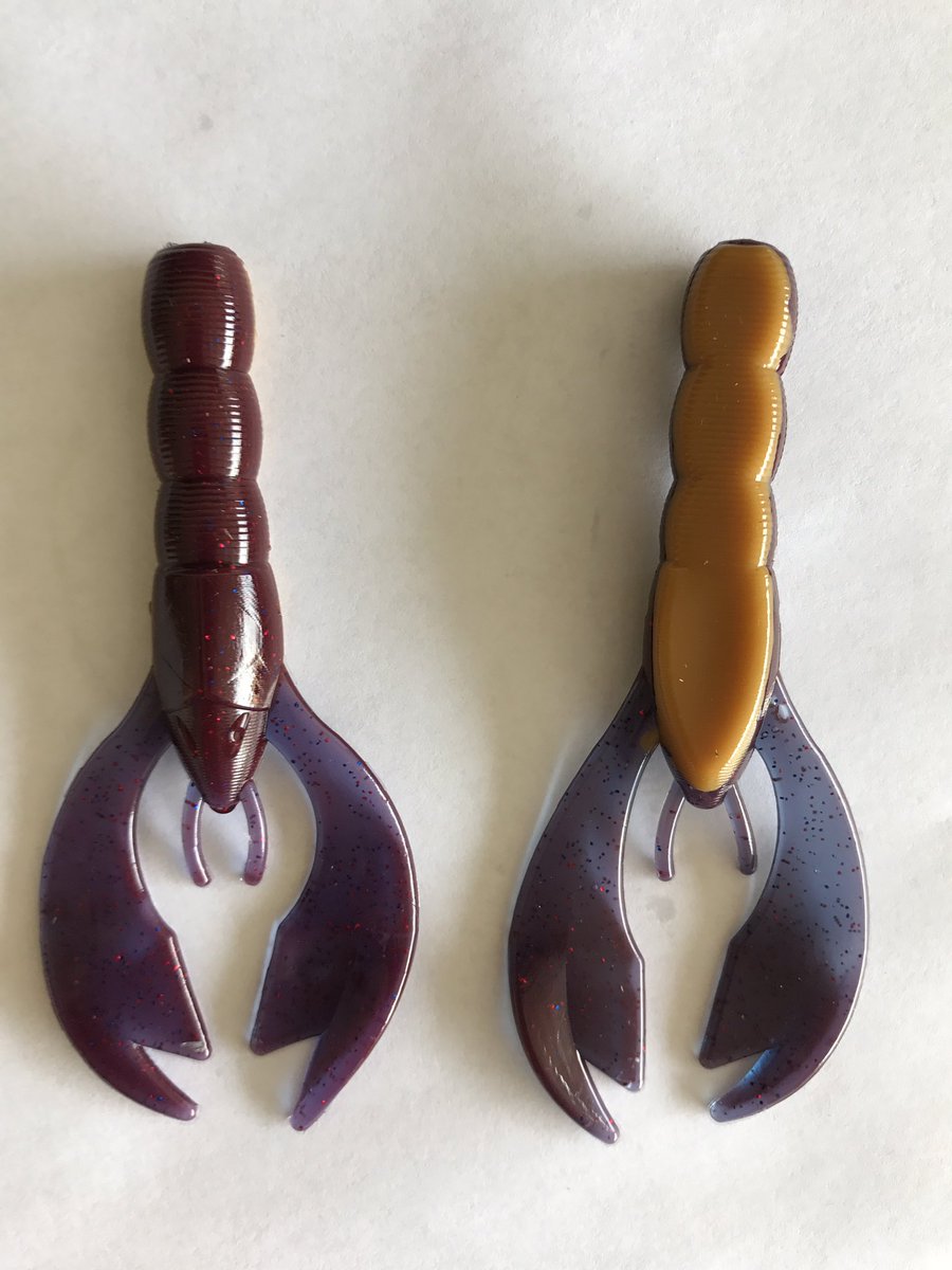 NTXCustomBaits's tweet photo. New Craws poured in PB&amp;J, Red Flake Toad, Watermelon Red and NTX Junebug! https://t.co/2eg2ER3xtF