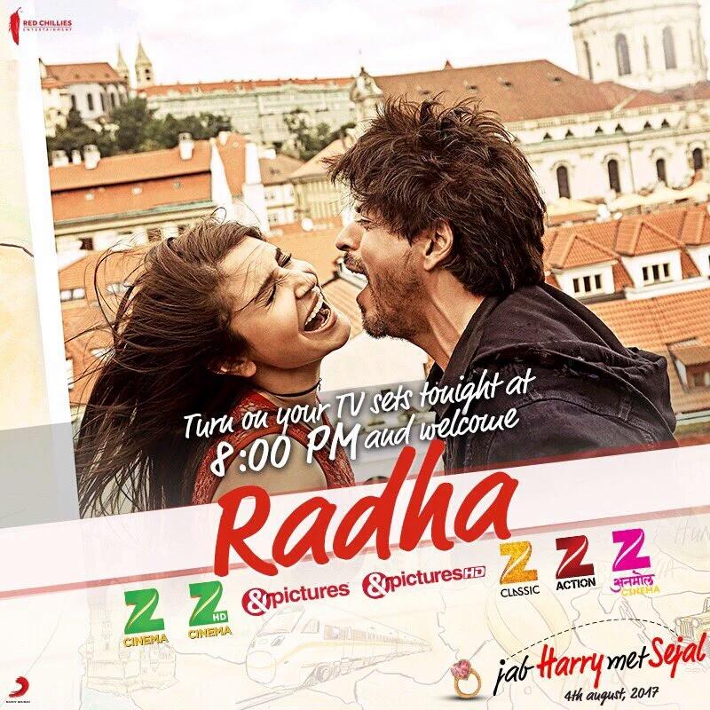 srkfanjaipur's tweet photo. Watch out for Radha on Zee Movies #RadhaComingToday
@iamsrk @AnushkaSharma https://t.co/Y40u6heLqd https://t.co/BB8xWImPdn