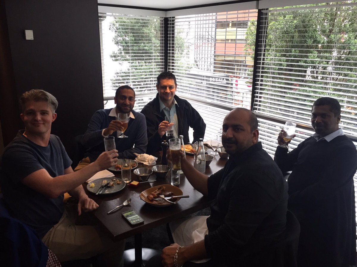 ShailanPatel's tweet photo. .@MYOB Auckland #MYOBHackday committee celebrating winning the Star Crew #IgnitionAwards with a brilliant lunch at @LanghamAuckland #goboldy https://t.co/aZQ1RfkQdi