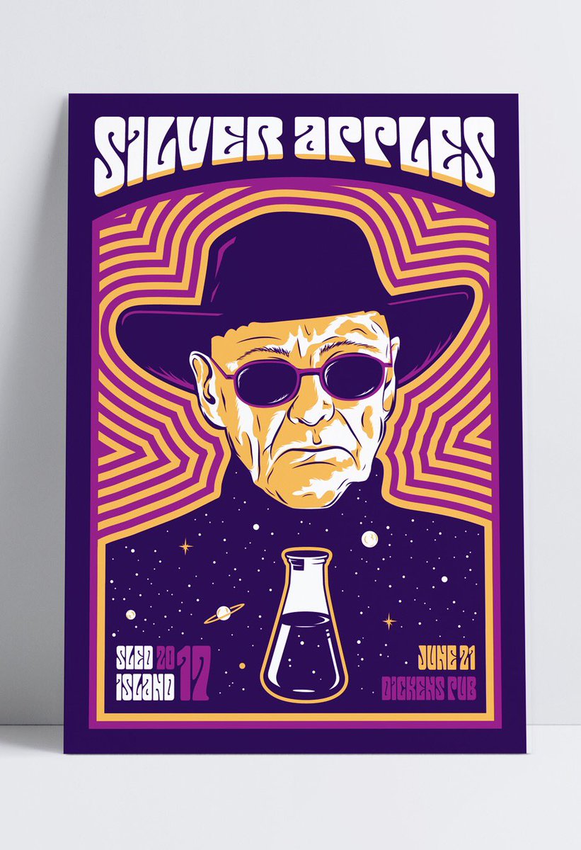 Commissioned by <a href="/sledisland/">sledisland</a> for the annual poster show. Catch Silver Apples' surreal, interstellar melodies tonight! #yycmusic #yegdesign