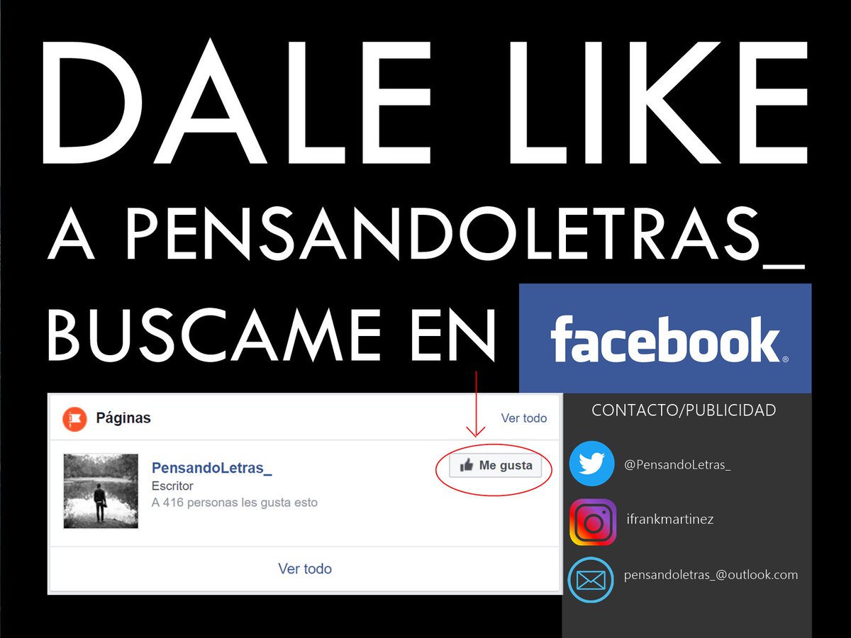 ¡DALE LIKE A LA FAN PAGE DE PENSANDOLETRAS_ EN FACEBOOK! Disfruta del mejor contenido en frases. LINK: facebook.com/pensandoletras/