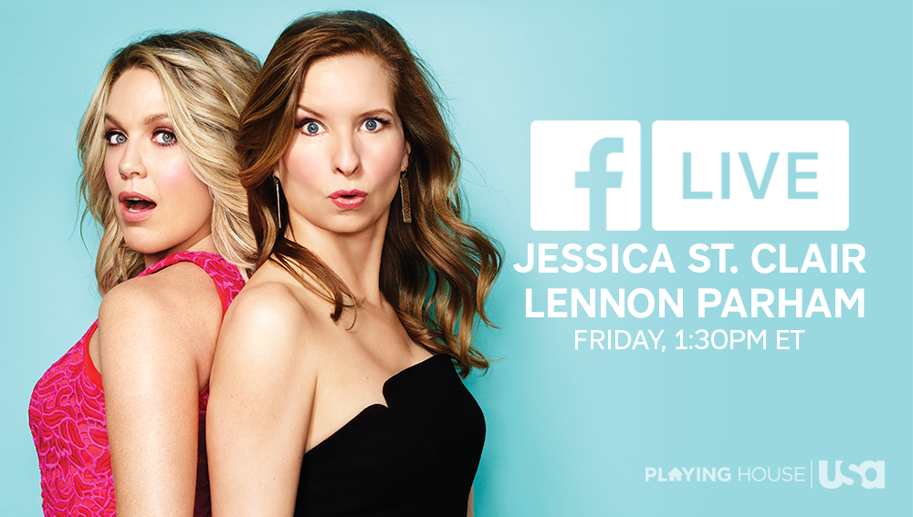 PlayingHouseUSA's tweet photo. TOMORROW at 1:30pm ET @Jessica_StClair &amp; @lennonparham will be on Facebook Live chatting about Season 3! You totes don't want to miss it. https://t.co/KRsNOb3Wg9