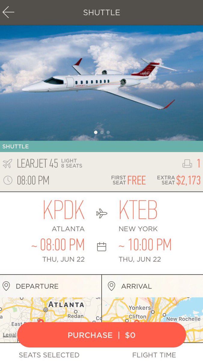 JetSmarter's tweet image. One seat left on this #JetShuttle from #ATL ➡️ #NYC tomorrow evening. Book directly in the #JetSmarter app.