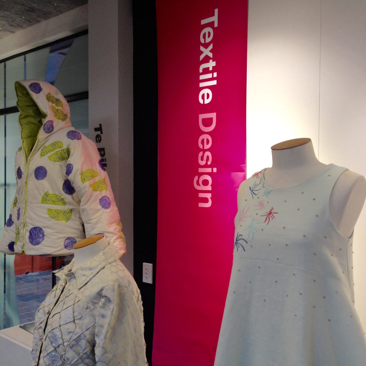 CoCA_librarians's tweet photo. #exhibition at Wgtn MU Library: gorgeous textiles from 223.411 students. Stunning work! #pyramidscreen https://t.co/LHYvBJLnLc