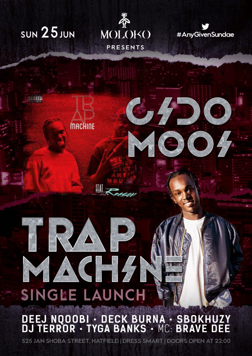 Xolani_Zwagala's tweet photo. @cidomooisa @MolokoPretoria catch the boy at moloko 25 june #AnyGivenSunday and get the #TrapMachine feat reason on @slikouronLife #trap https://t.co/5e6gbceigg