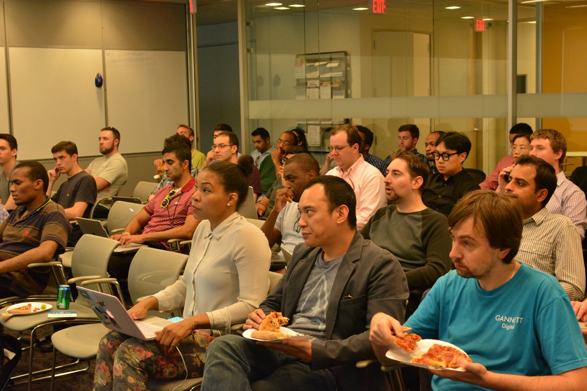 thepatleong's tweet photo. Packed house in @kgroat09's talk about #reactjs and #redux. #functionalprogramming is becoming quite popular! #techtalkdc https://t.co/iTLjNVemvE