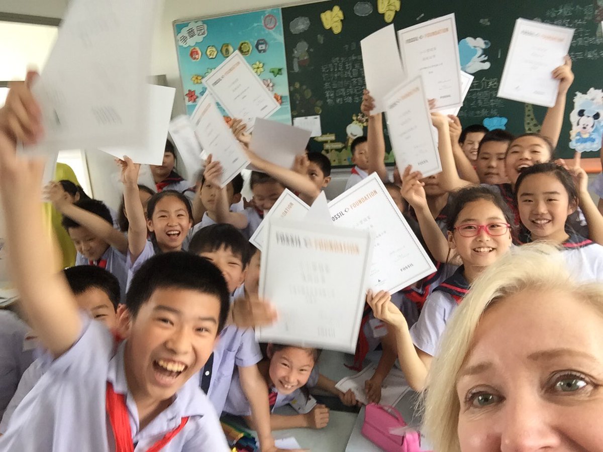 So much fun working with local Shanghai kids yesterday. They created their own tshirt brands #fossilfoundation #juniorachievers #shanghai