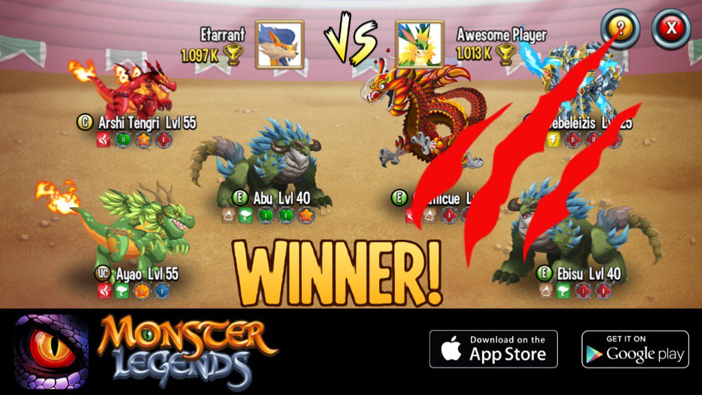 I rule at the Monster Legends Arena! If you dare to challenge me, start collecting monsters! m.onelink.me/8651e4be