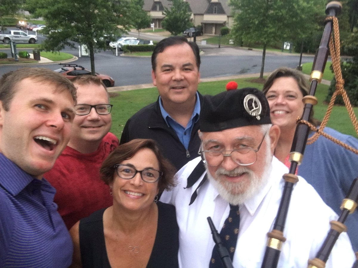 FMcConnel's tweet image. Most of #ACTWRC team meeting the bagpiper at the WRC Academy in Birmingham, AL because that's the thing to do here in AL...isn't it?