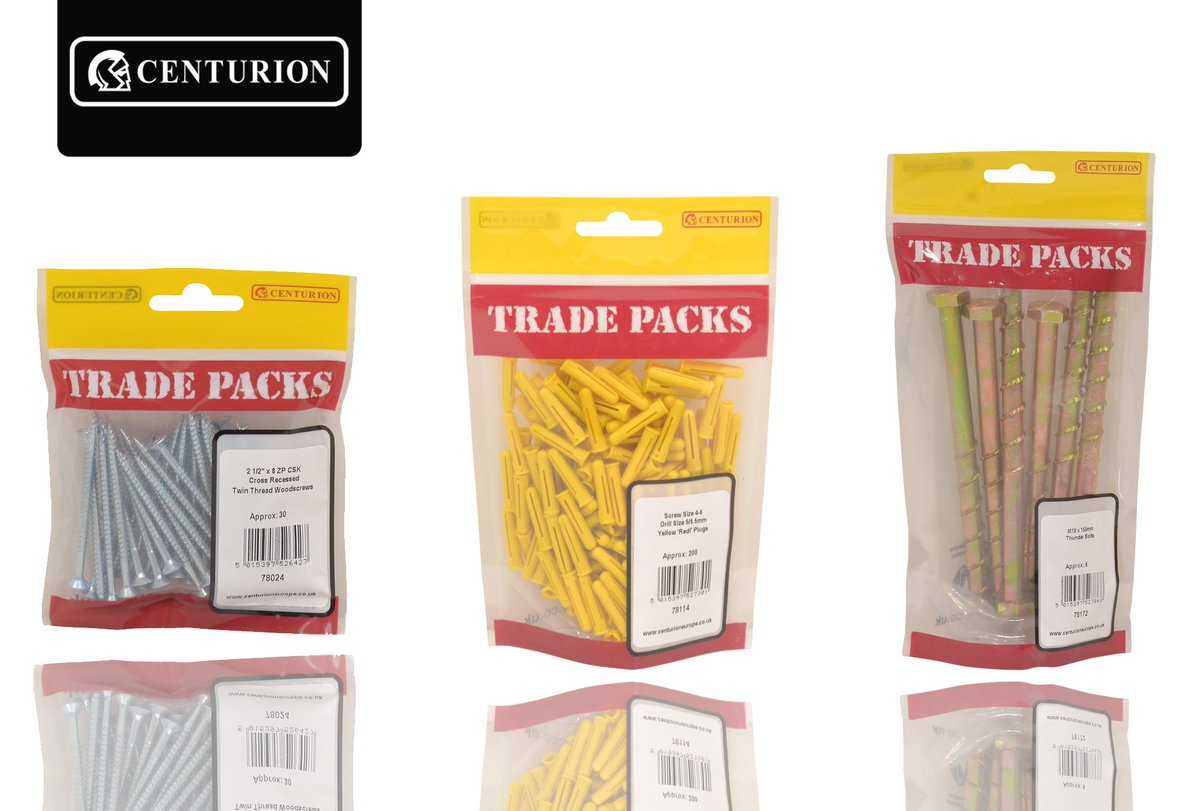 Centurioneurope's tweet photo. Get your everyday DIY stock in our handy re-saleable #TradePacks #Screws #Rawplugs #Bolts https://t.co/YHT67NsKRS https://t.co/slvvq2EV4E